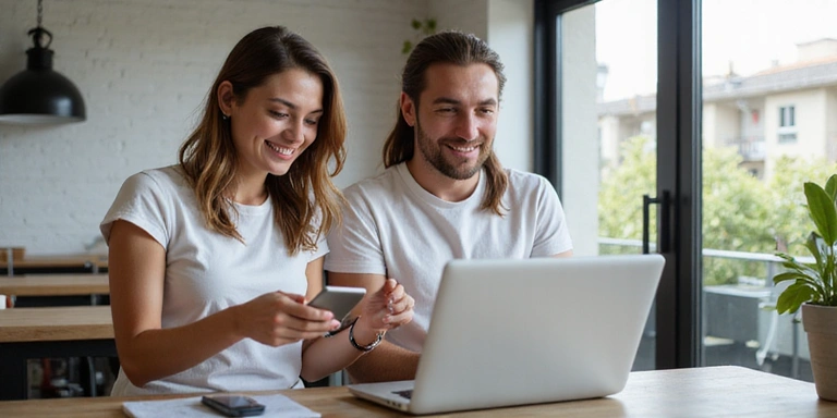 Persone che interagiscono felicemente sui social media con icone di NutriVita Italia